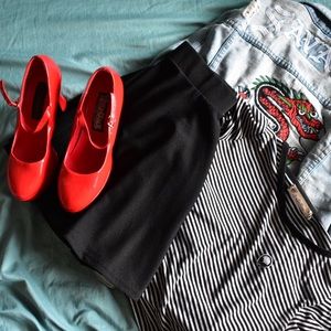 FUNTASMA Red Chunky Platform Heels